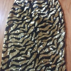 Rimini gold and black midi sequin skirt